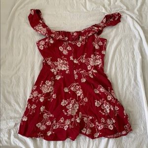 Red floral romper
